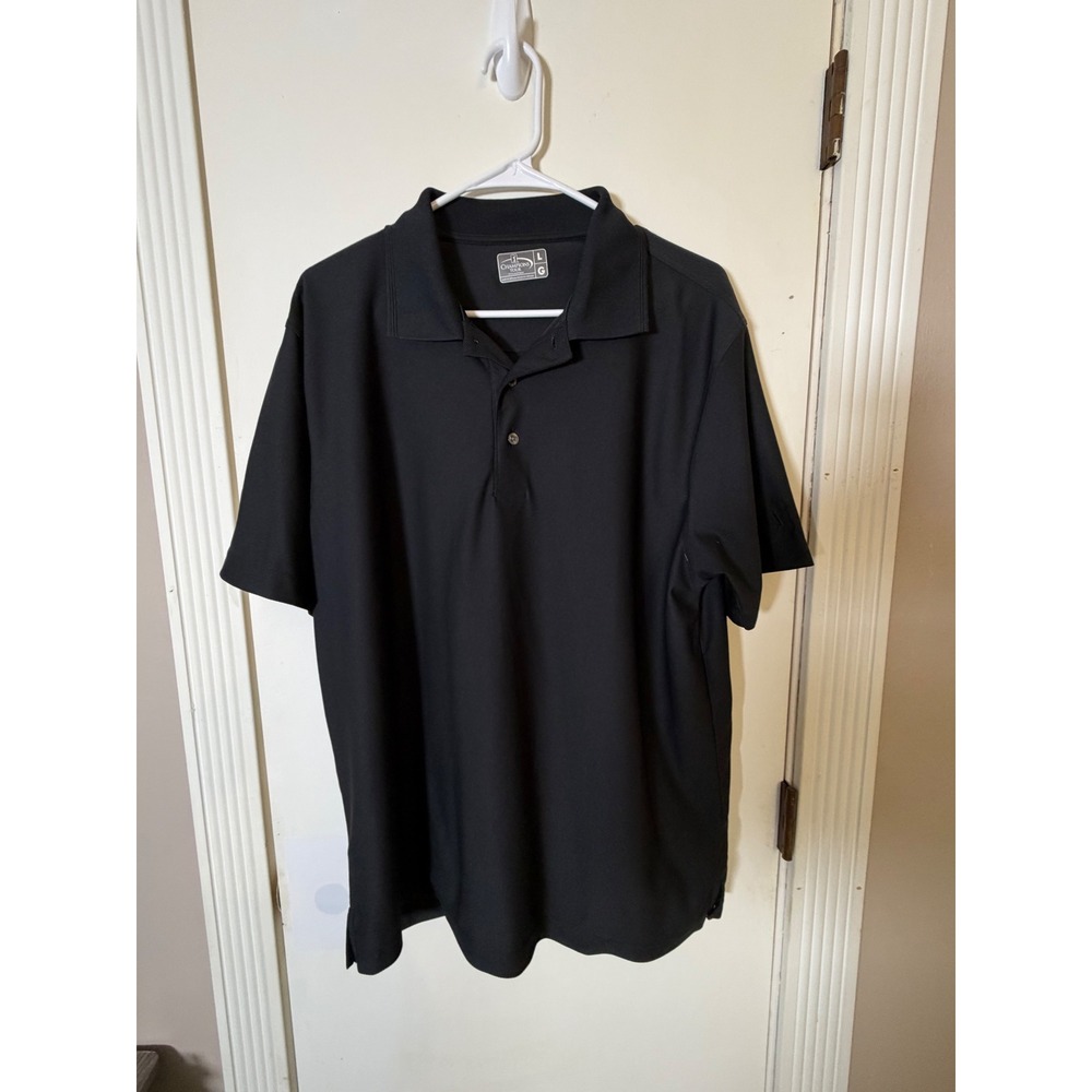 Champions Tour Mens Golf Polo Shirt Black Short Sleeve Performance Size Large